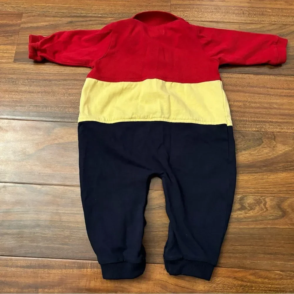 The Children’s Place vintage y2k red/navy/yellow long sleeve jumpsuit